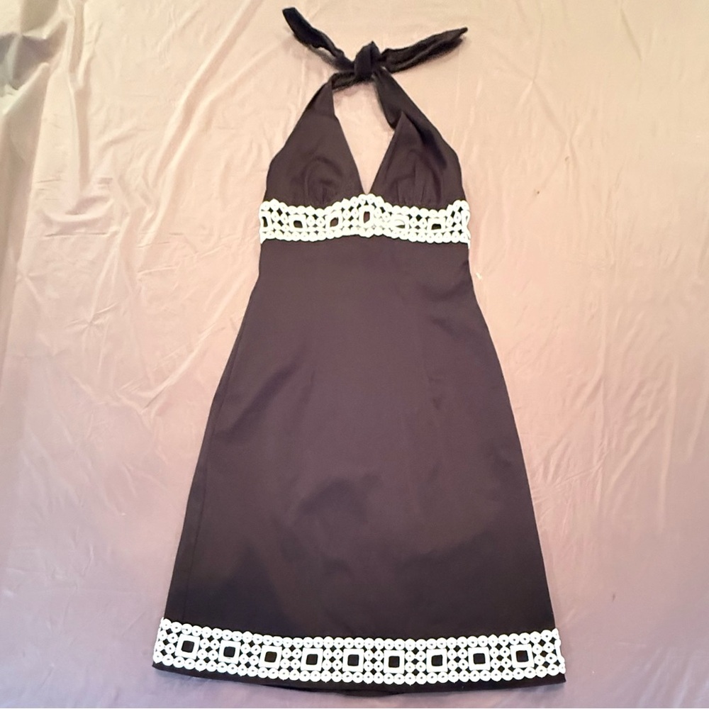 Trina Turk Black/White halter Dress with cutouts size 2/XS - Picture 4 of 11